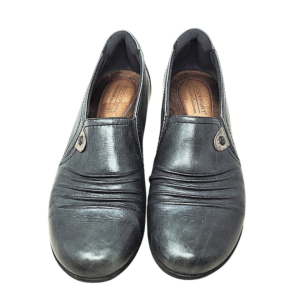 Rockport Adele Booties 8 Women Slate Gray Leather Ruched Slip On Career Comfort - Picture 8 of 12